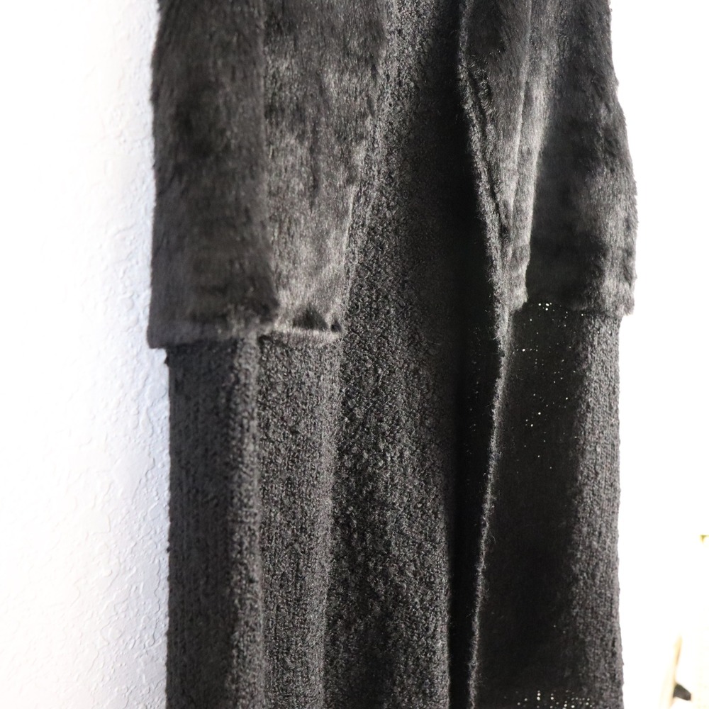 Valerie Stevens Vintage Black Faux Fur & Open Knit Vest Women's Size Small Y2K - Picture 4 of 10